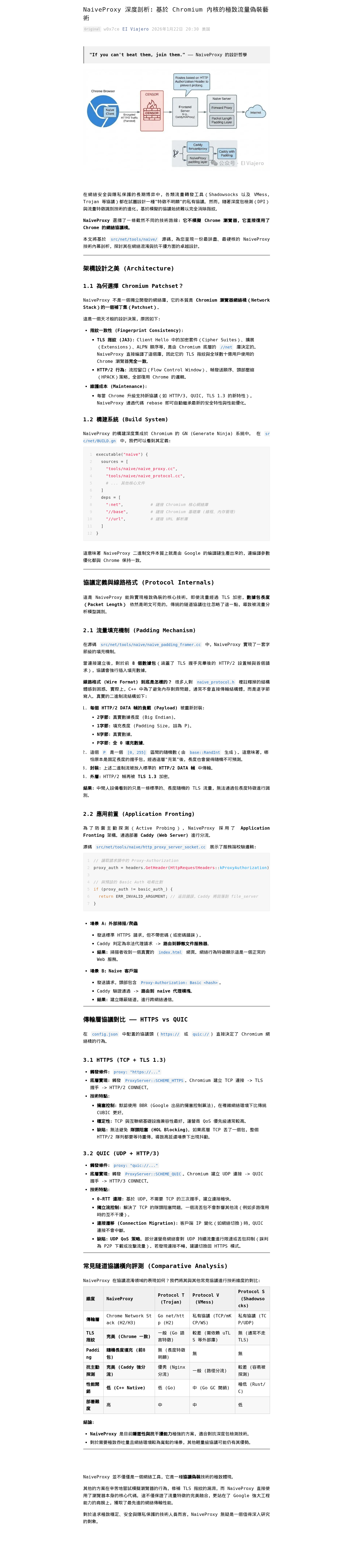 NaiveProxy 深度剖析:基於 Chromium 內核的極致流量偽裝藝術:微信公众号导出原始排版图